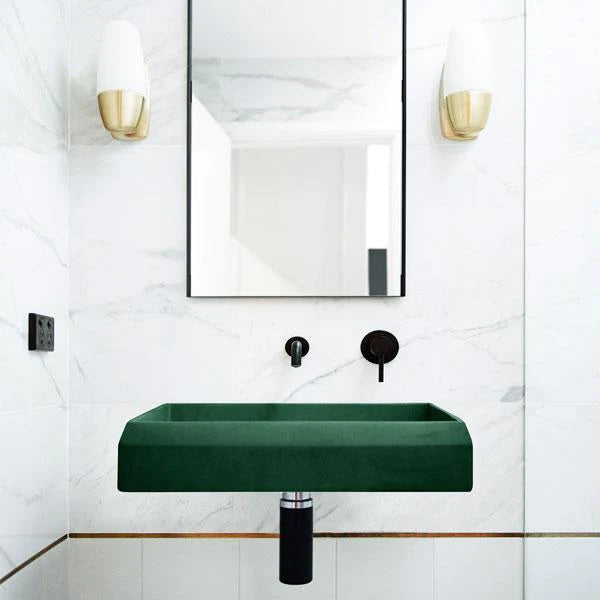 Nood Co Prism Rectangle Basin Wall Hung - Teal
