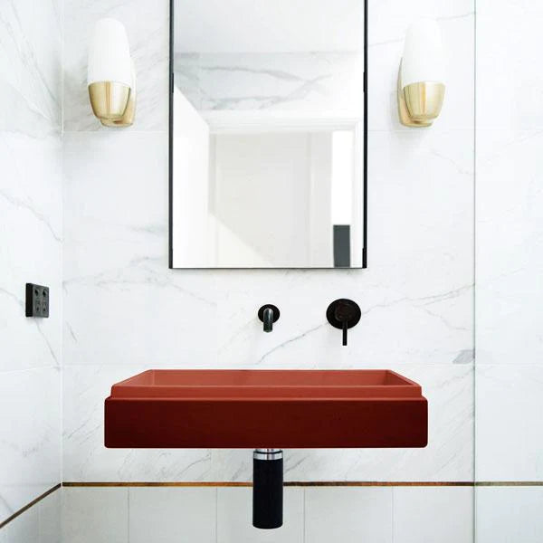 Nood Co Stepp Rectangle Basin Wall Hung - Clay