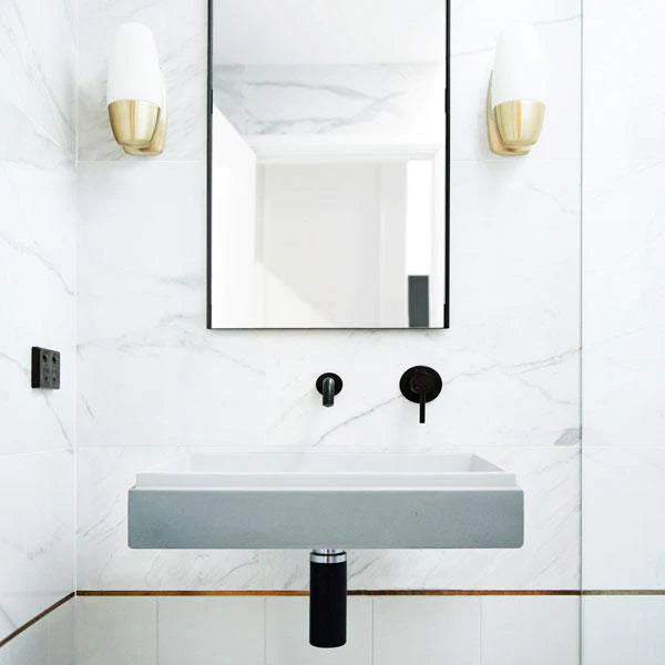Nood Co Stepp Rectangle Basin Wall Hung - Powder Blue