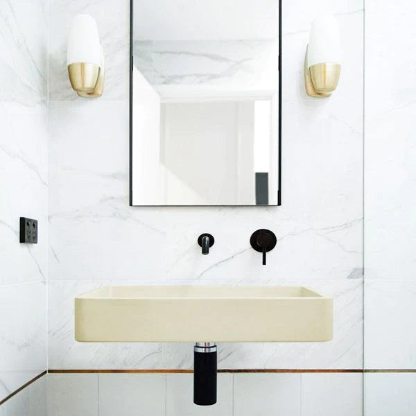 Nood Co Vesl Rectangle Basin Wall Hung - Custard