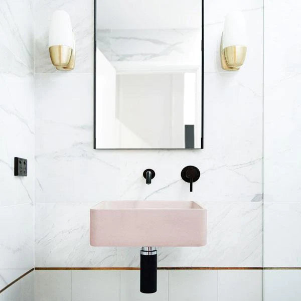 Nood Co Vesl Square Basin Wall Hung - Blush Pink