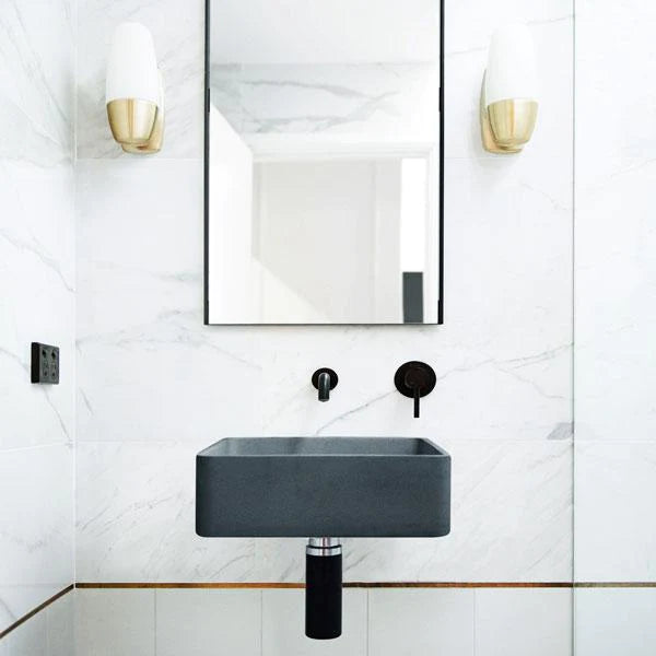 Nood Co Vesl Square Basin Wall Hung - Copan Blue