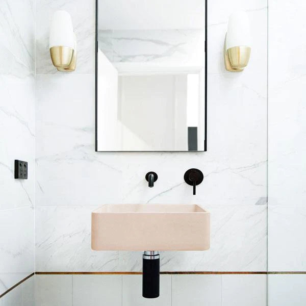 Nood Co Vesl Square Basin Wall Hung - Pastel Peach