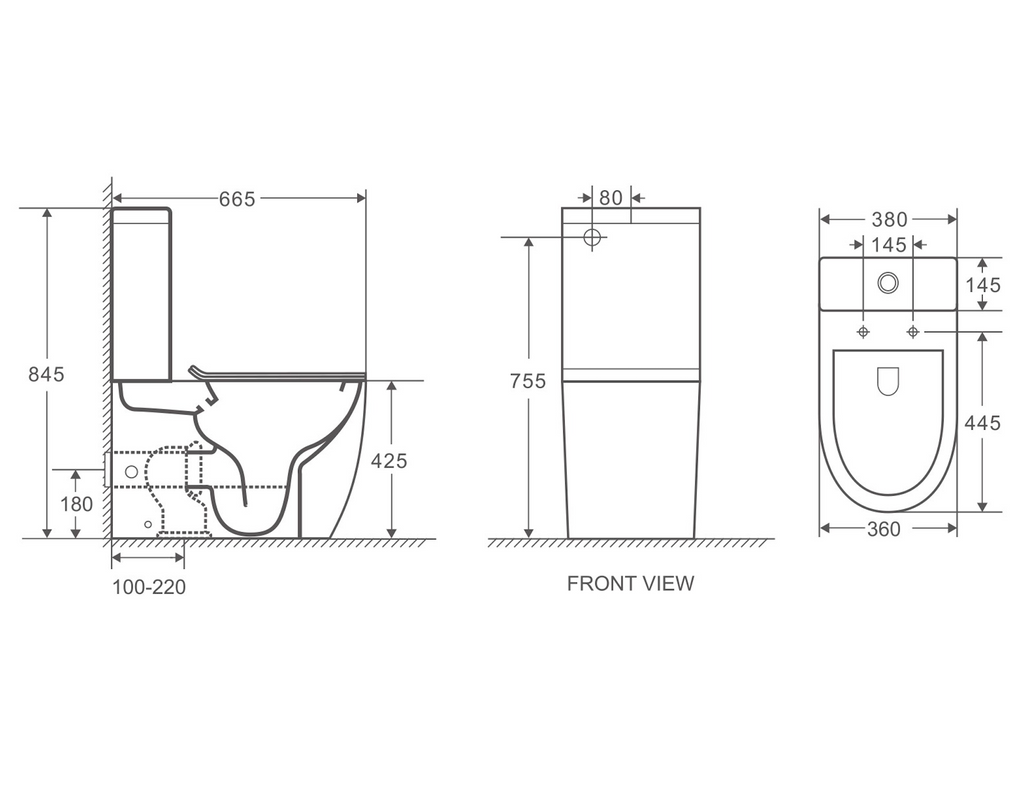 Nortono Back To Wall Toilet Suite Matte Black