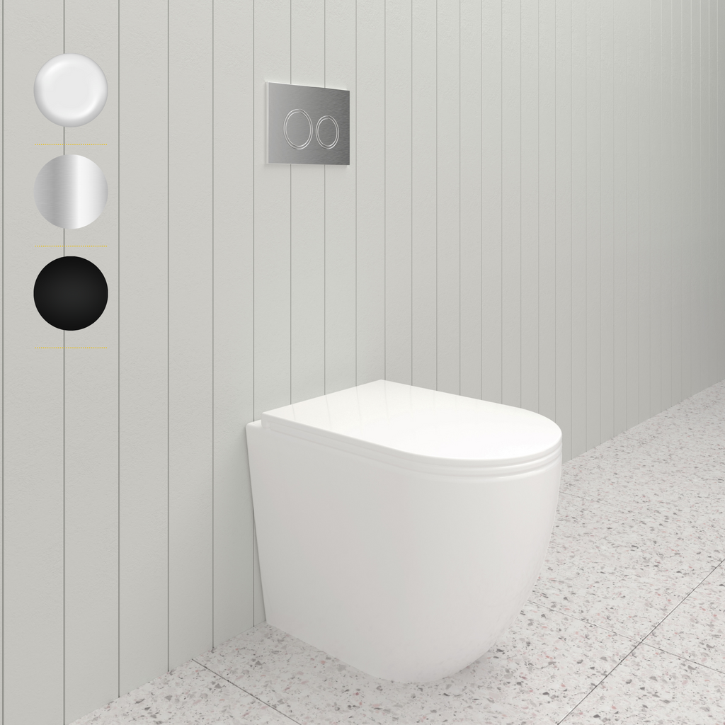 Nortono Wall Faced Toilet Rimless Gloss White R&T with Flush Button