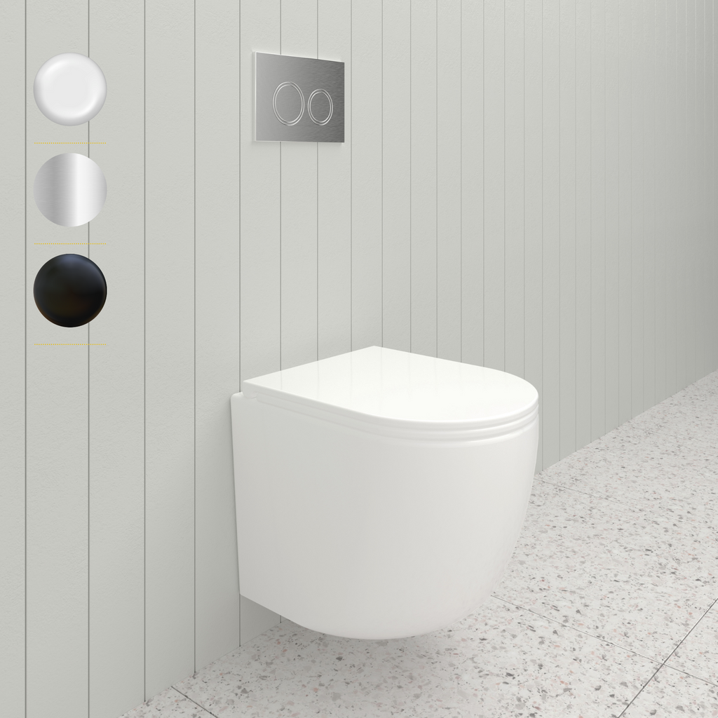 Nortono Wall Hung Toilet Rimless Gloss White R&T With Flush Button