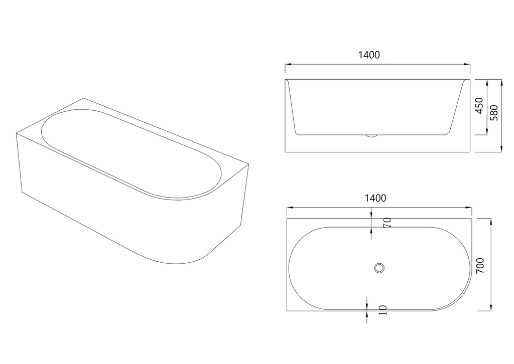 Novana Left Hand Corner Bathtub Gloss White