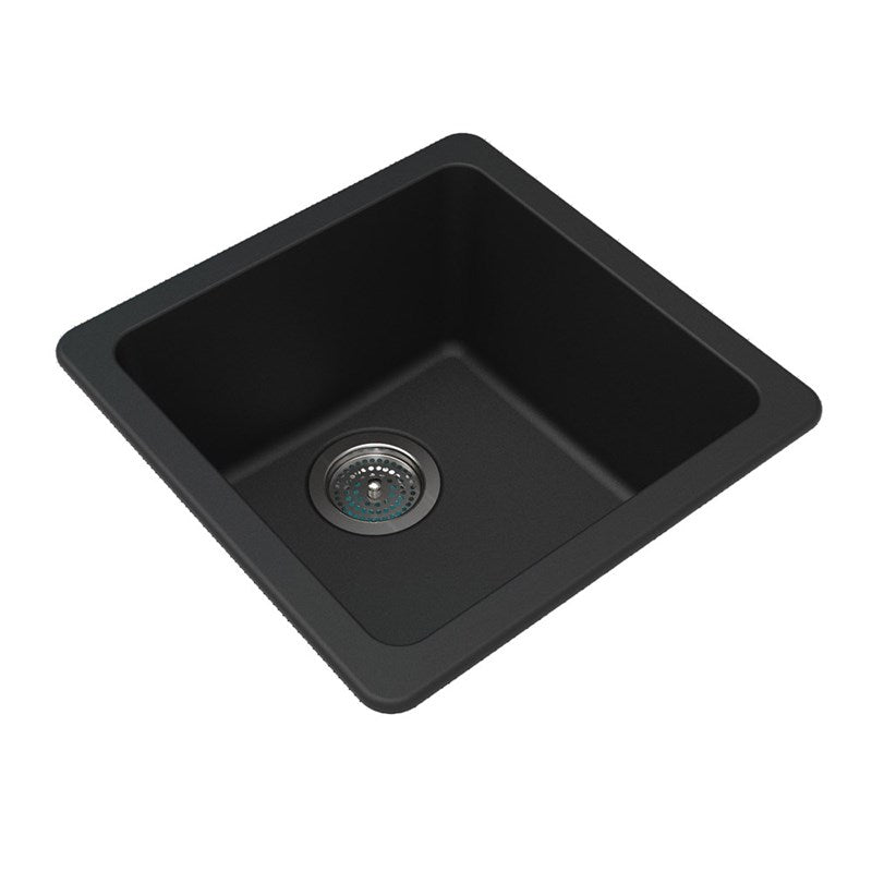 Granite Single Bowl Kitchen Sink 422x422x203mm - Black