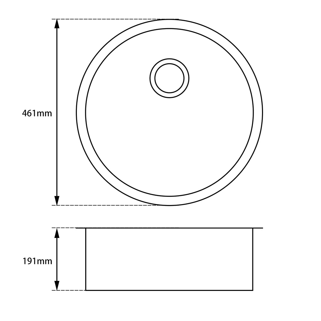 Granite Single Bowl Kitchen Sink 460mm - Black
