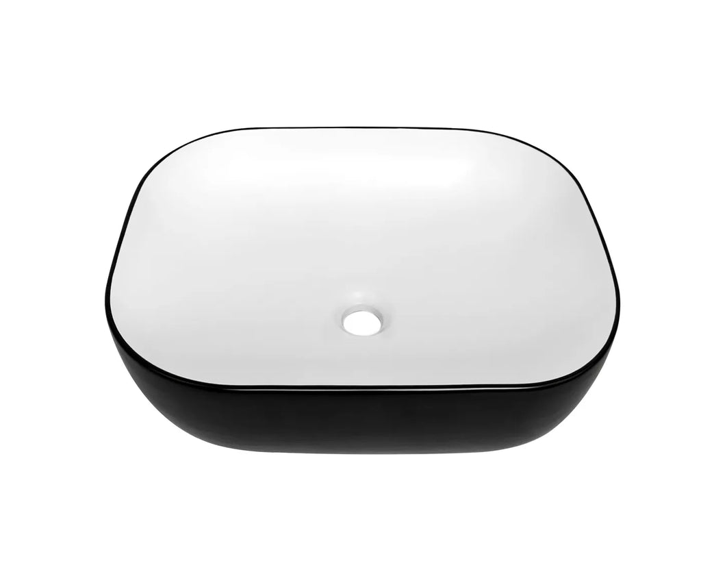 Otti Artis 480 X 320 X 150 Oval Basin - Matte Black & Gloss White