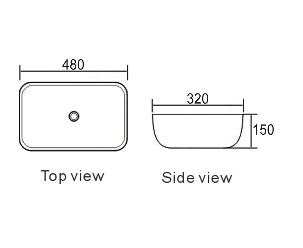 Otti Artis 480 X 320 X 150 Oval Basin - Matte Black & Gloss White