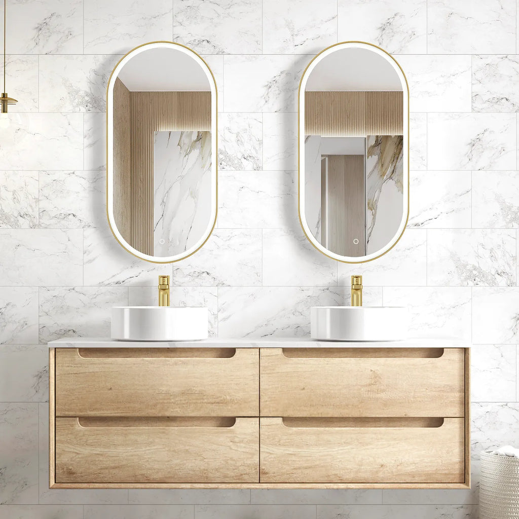 Otti Byron Wall Hung Vanity Natural Oak Ultra Delux Stone Top