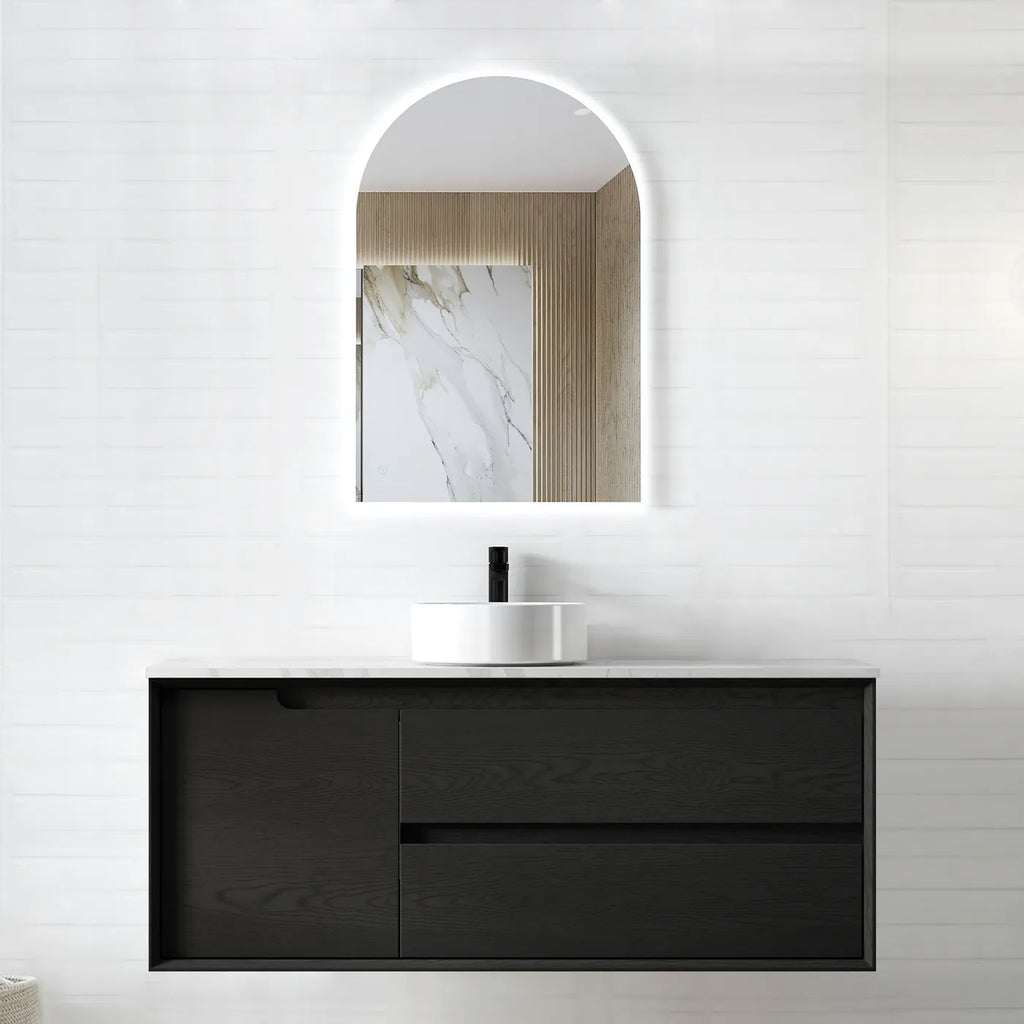 Otti Byron Wall Hung Vanity Black Oak Ultra Delux Stone Top
