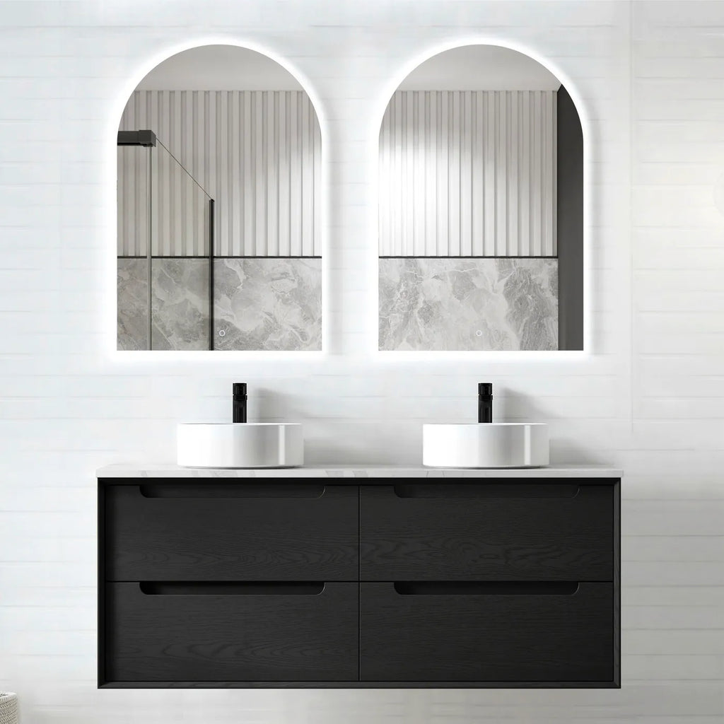 Otti Byron Wall Hung Vanity Black Oak Ultra Delux Stone Top