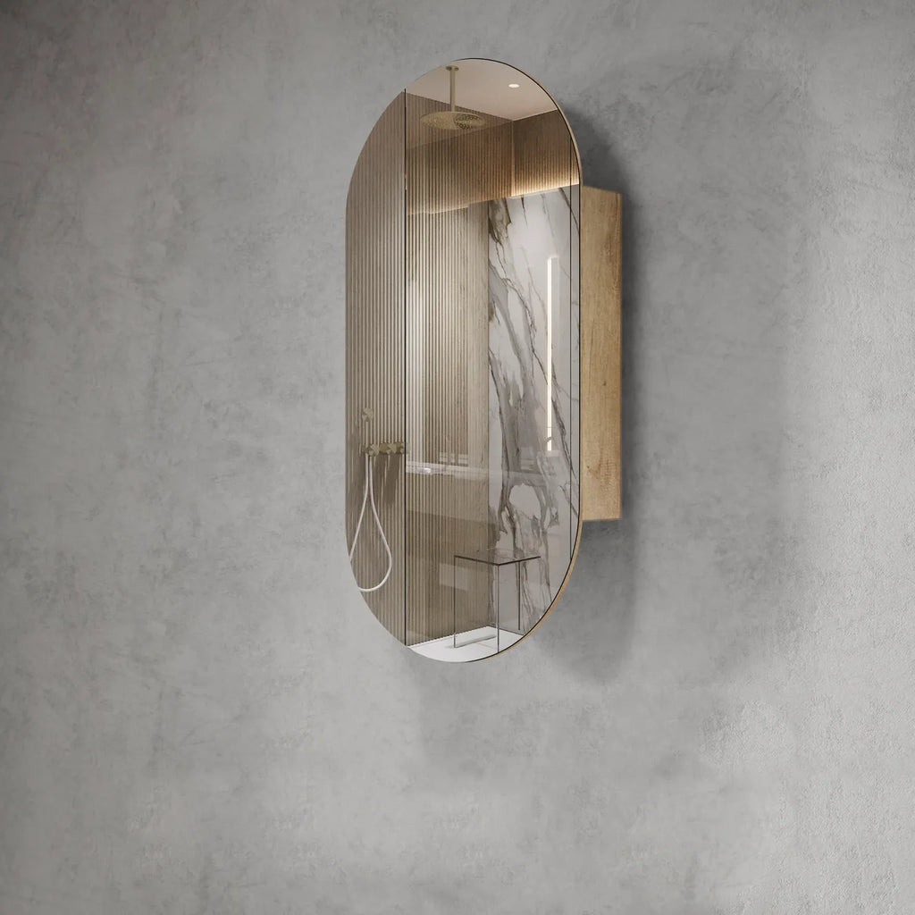 Otti NOOSA Pill Shape Shaving Cabinet - Natural Oak