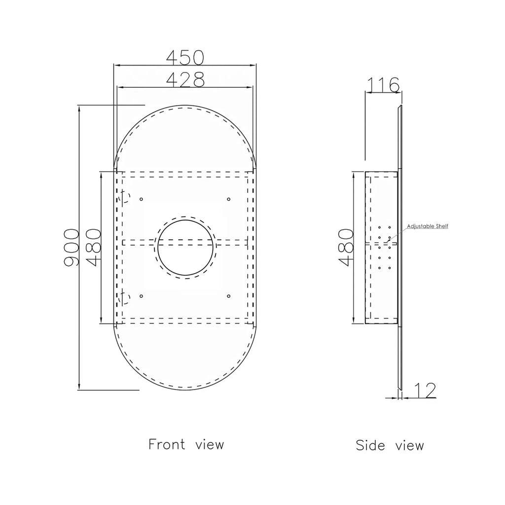 Otti NOOSA Pill Shape Shaving Cabinet - White
