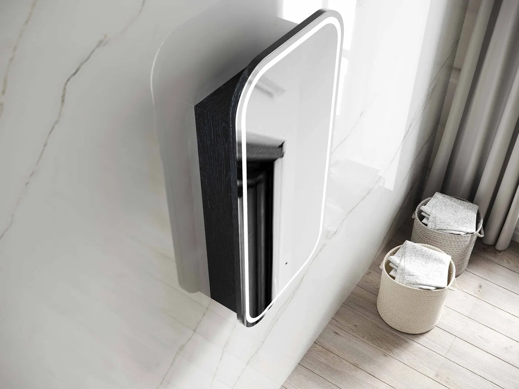 Otti Newport Soft Square LED Shaving Cabinet - Black Oak