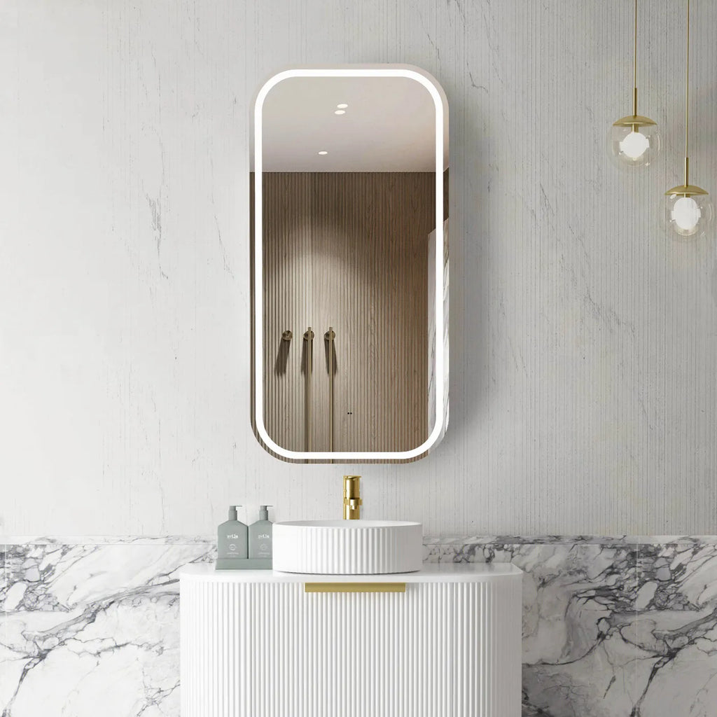 Otti Newport Soft Square LED Shaving Cabinet - Natural Oak