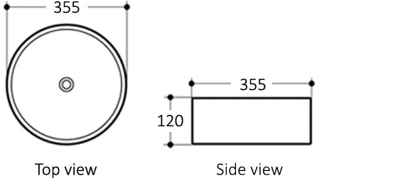 Otti Radius Round 355x355mm Basin - Matte Black