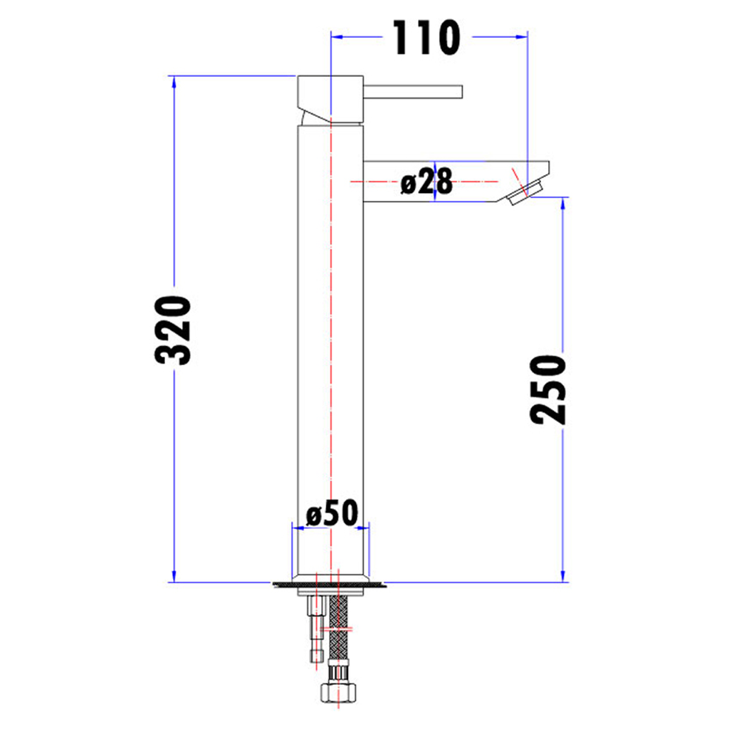 Otus Pin Handle High Rise Basin Mixer - Chrome