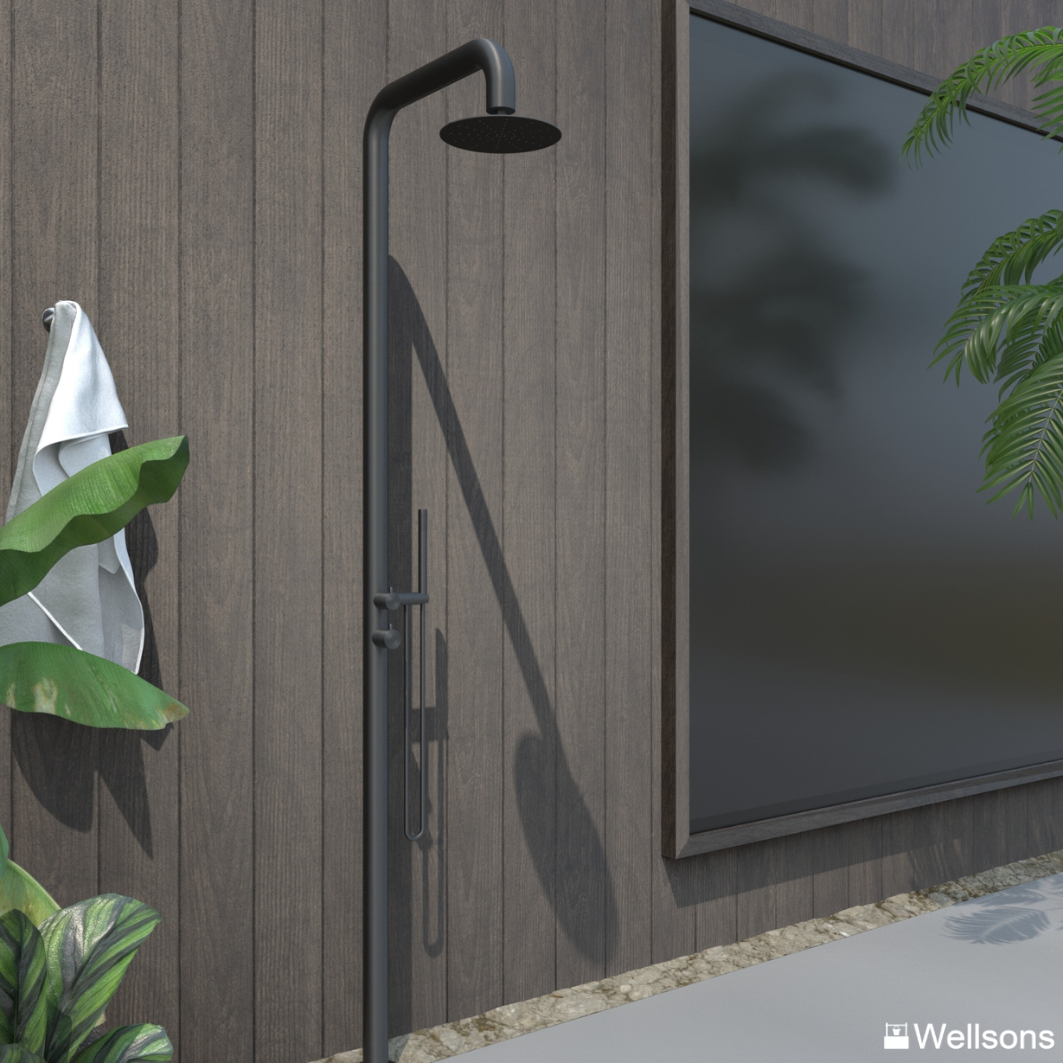 Elle Freestanding Outdoor Shower 316 Stainless Steel - Matte Black ...