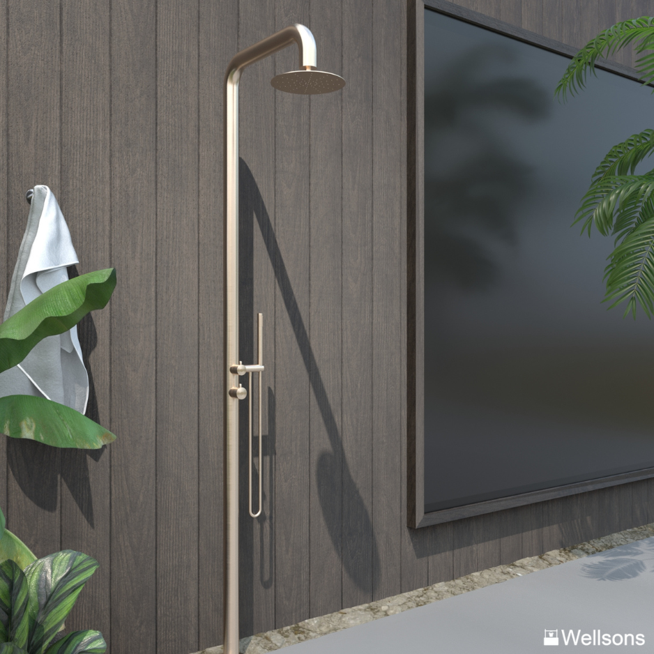 Elle Freestanding Outdoor Showers 316 Stainless Steel - Brushed Gold