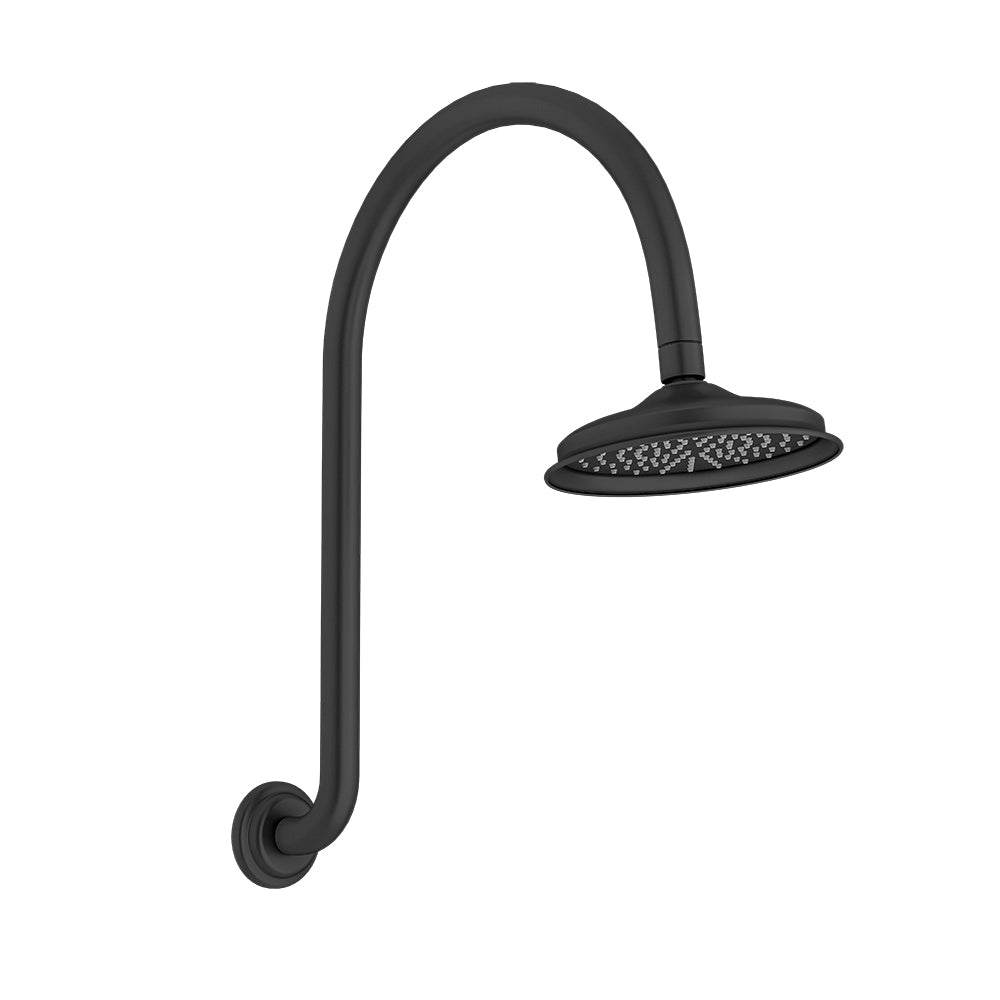 Augustine Classic Traditional Shower Head and Arm - Matt Black