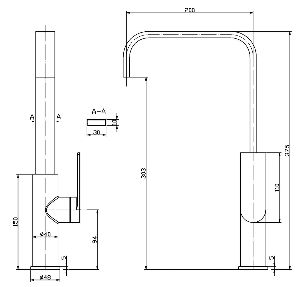Ikon Ruki Sink Mixer - Matte Black