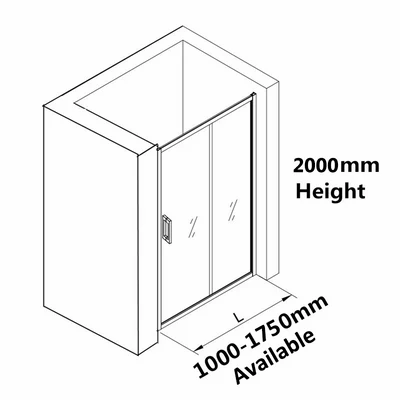 Covey Semi Frameless Wall to Wall Sliding Shower Screen - Black