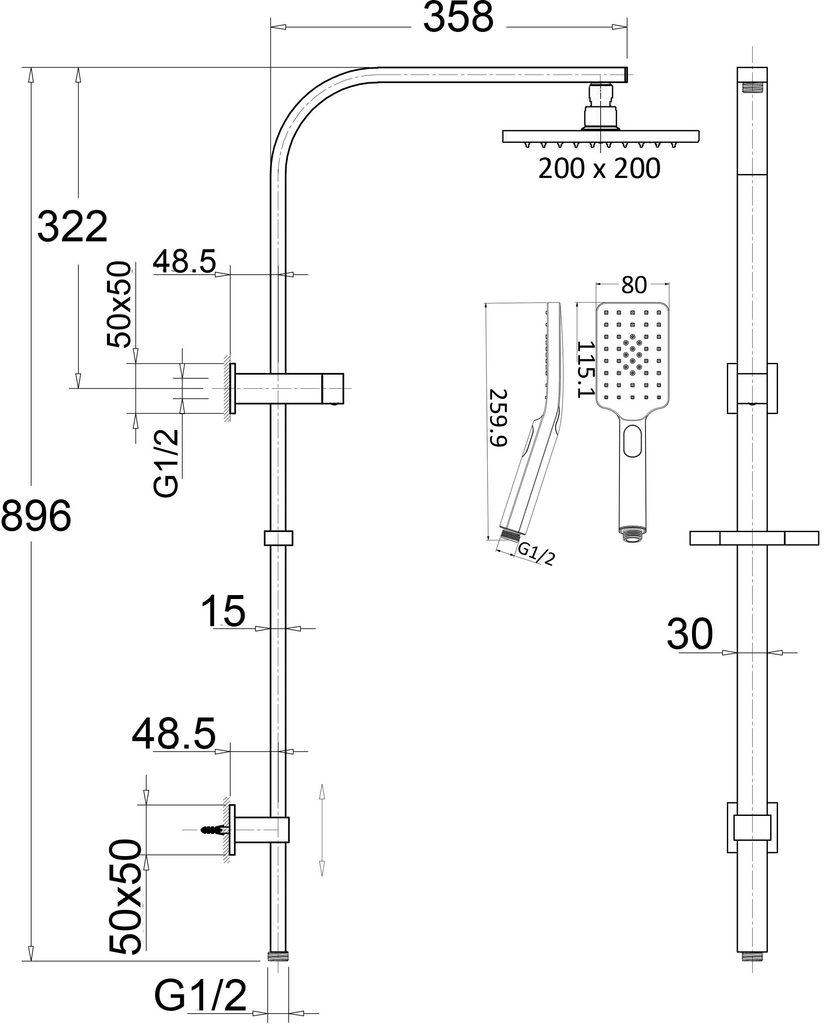 Ikon Eden Multifunction Shower Set - Gunmetal