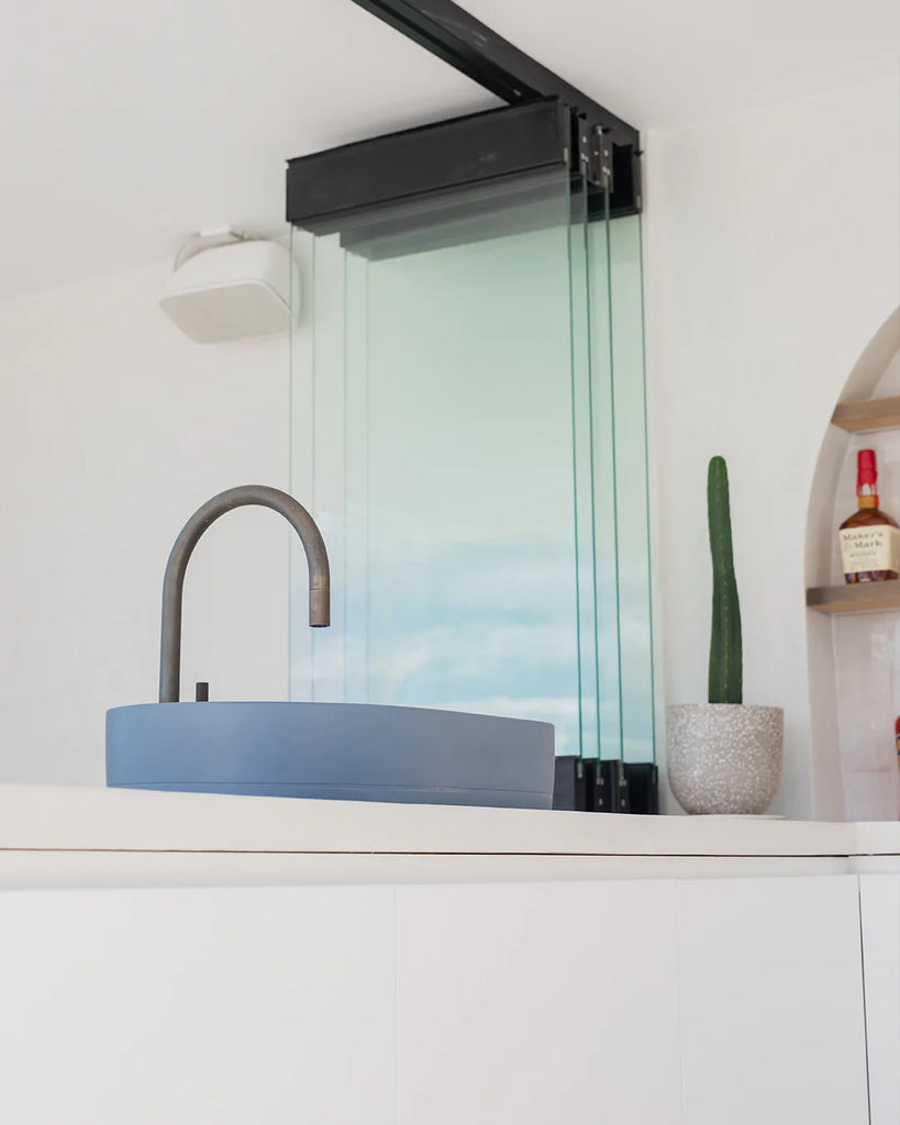 Nood Co Pill Basin Wall Hung - Copan Blue