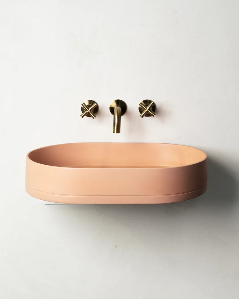 Nood Co Pill Basin Wall Hung - Pastel Peach