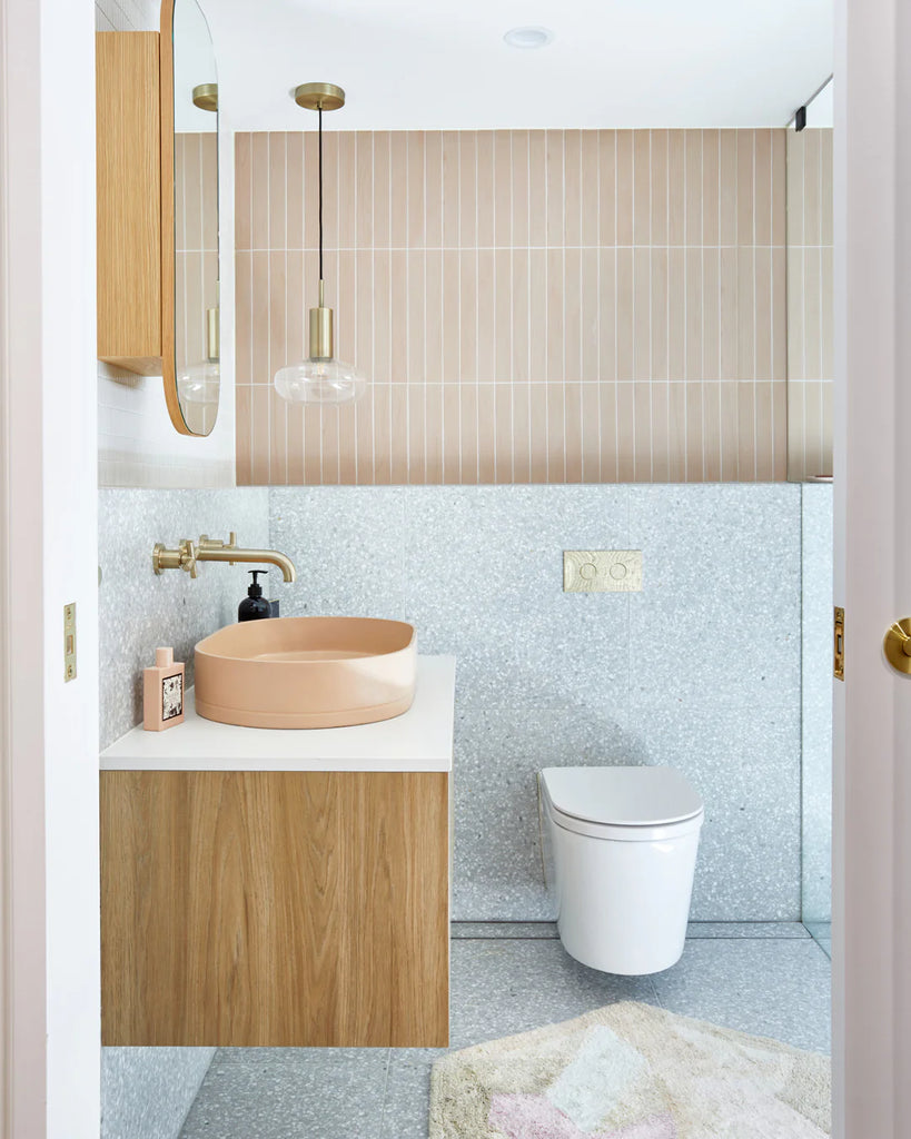 Nood Co Pill Basin Wall Hung - Pastel Peach