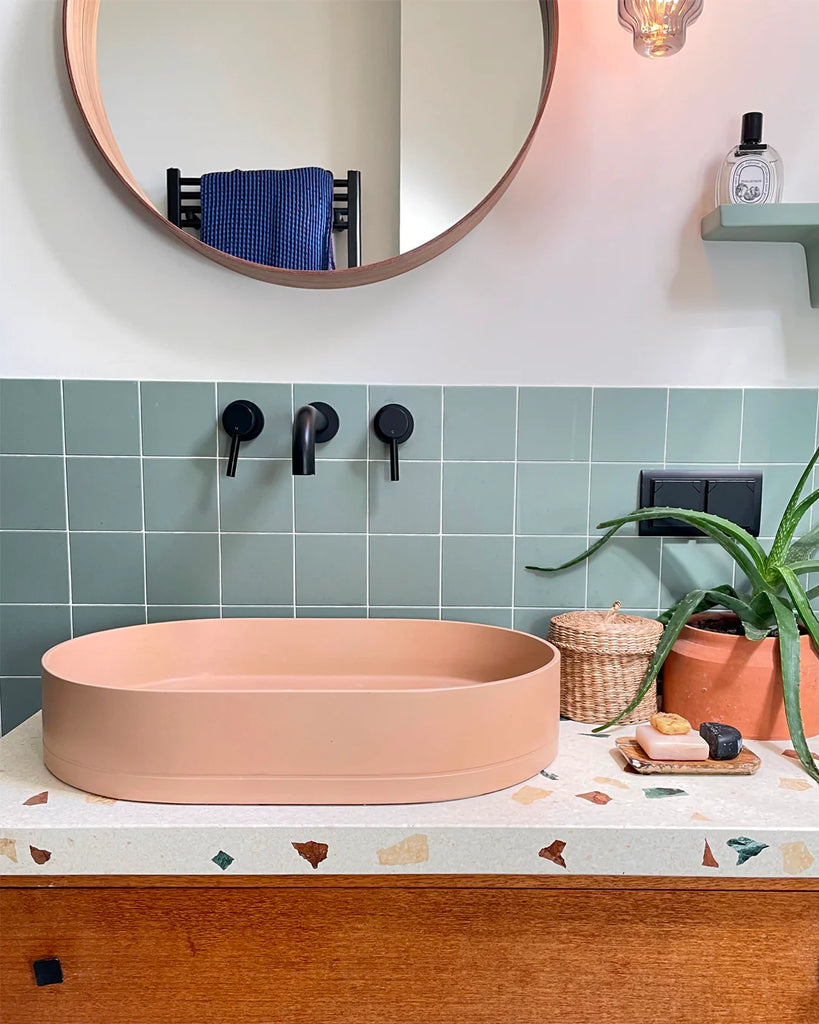 Nood Co Pill Basin Wall Hung - Pastel Peach