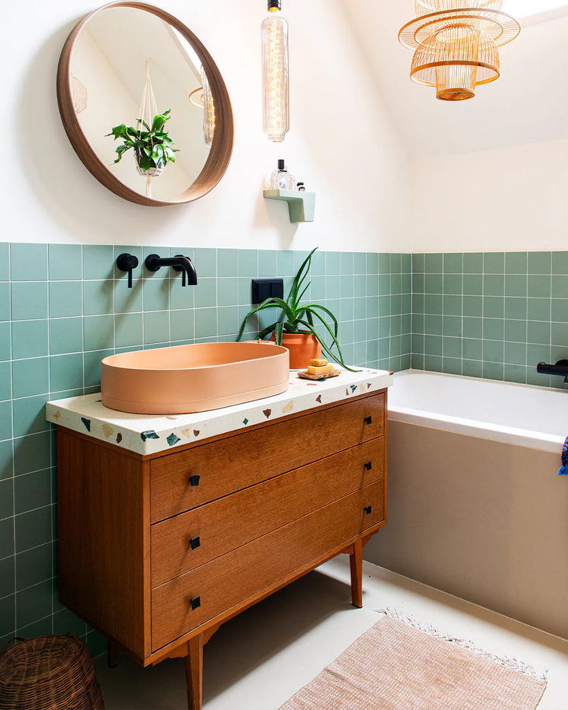 Nood Co Pill Basin Wall Hung - Pastel Peach