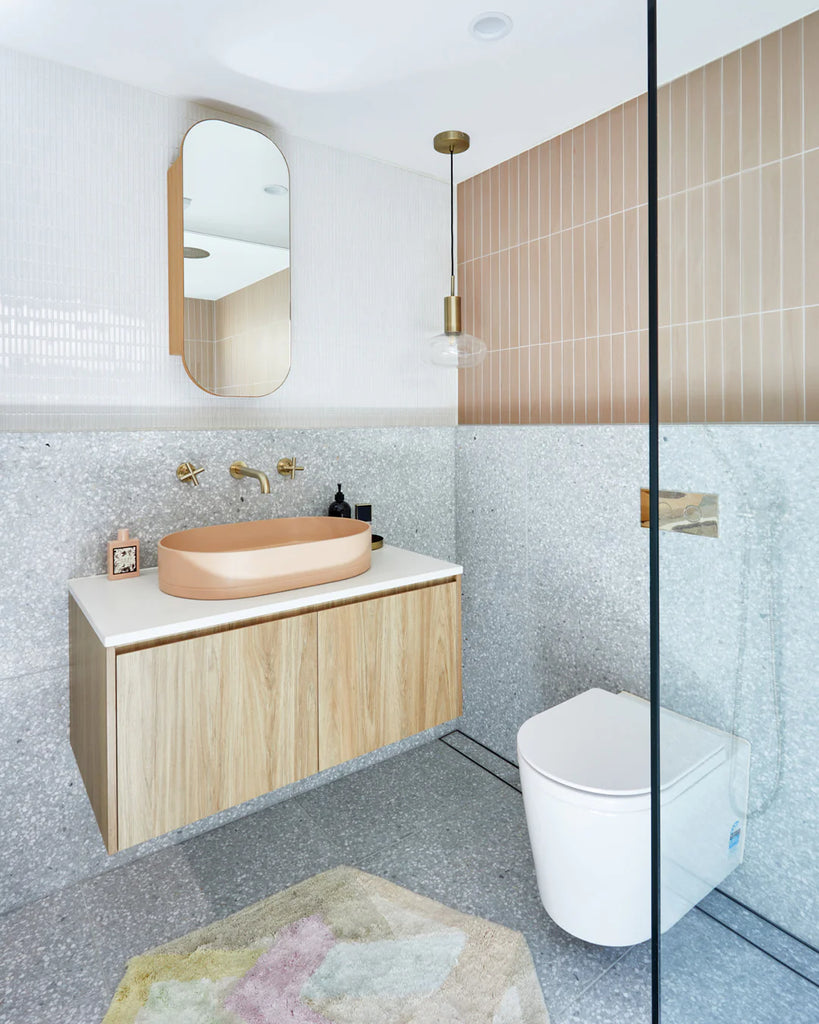 Nood Co Pill Basin Wall Hung - Pastel Peach