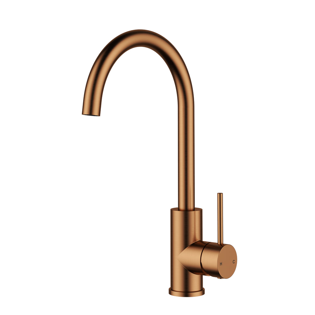 Otus Slimline Gooseneck Sink Mixer - Brushed Copper