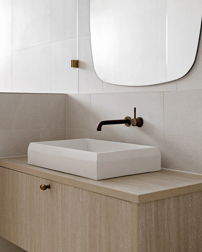 Nood Co Prism Rectangle Basin Wall Hung - Ivory