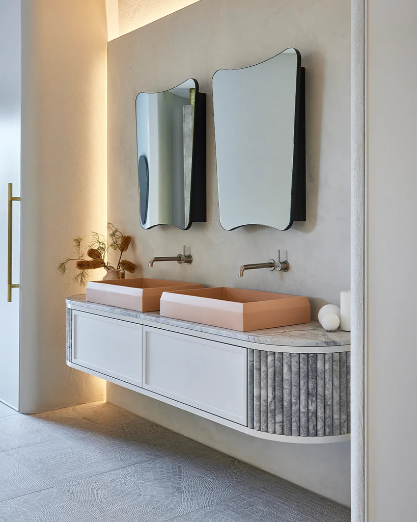 Nood Co Prism Rectangle Basin Wall Hung - Pastel Peach