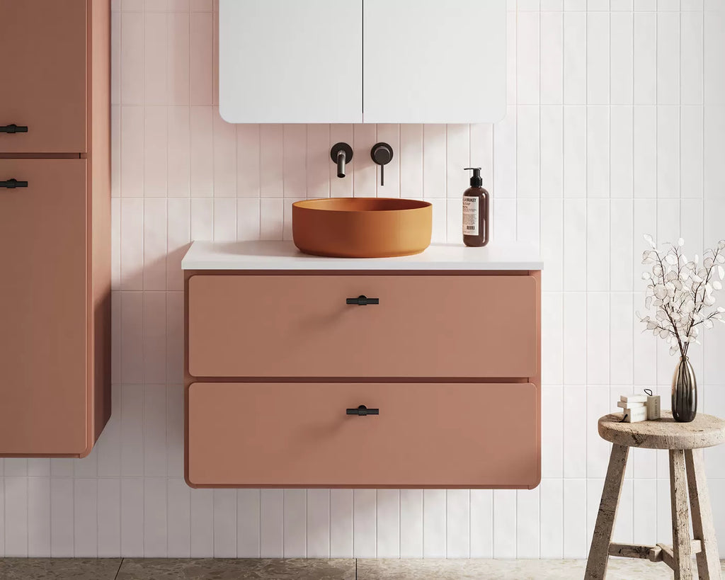 Timberline Colby Wall Hung Vanity With Silk Surface Top and Above Counter Basin