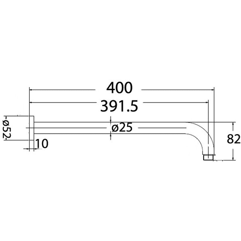 Ikon Round Horizontal Shower Arm - Brushed Copper