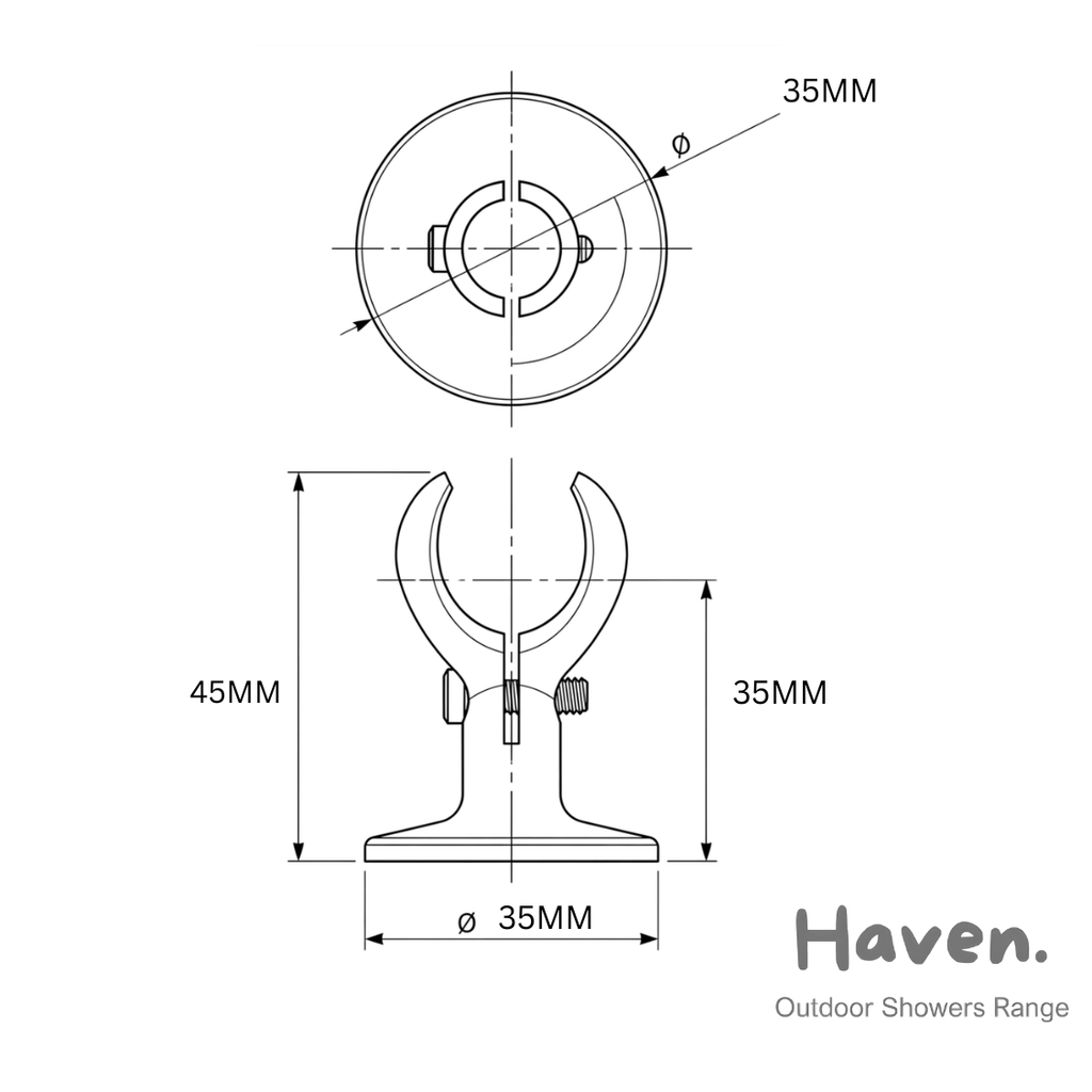 Haven Brass Pillar Clips for Outdoor Shower Copper Pipe