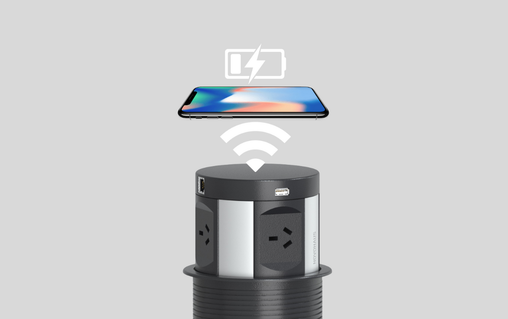 Quad Sided Pop Up Power Outlet With USB - Black