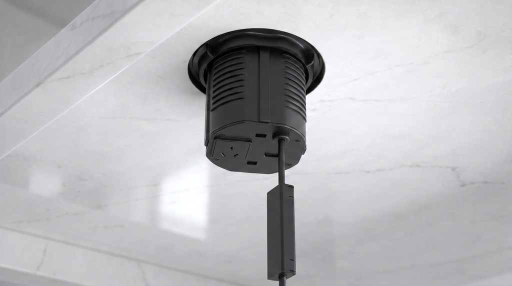 Quad Sided Pop Up Power Outlet With USB - Black