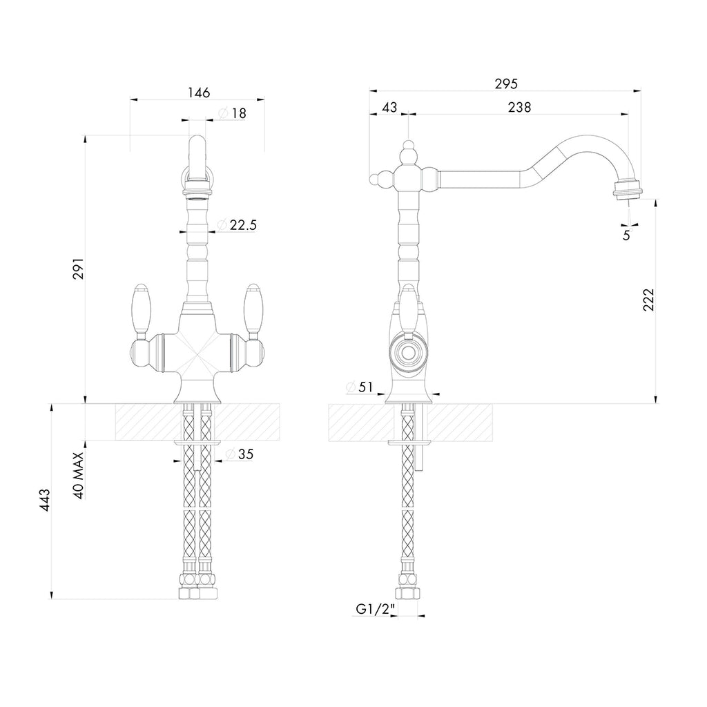 Turner Hastings Providence Sink Mixer - Brushed Nickel