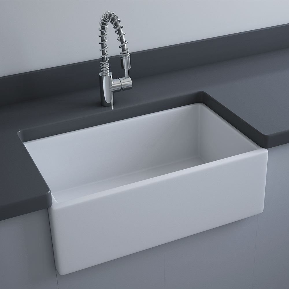 Fienza RAK Stella Medium Single Butler Sink - Alpine Gloss White