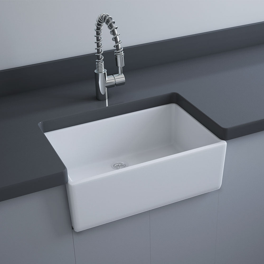Fienza RAK New York Small Single Butler Sink - Alpine Gloss White