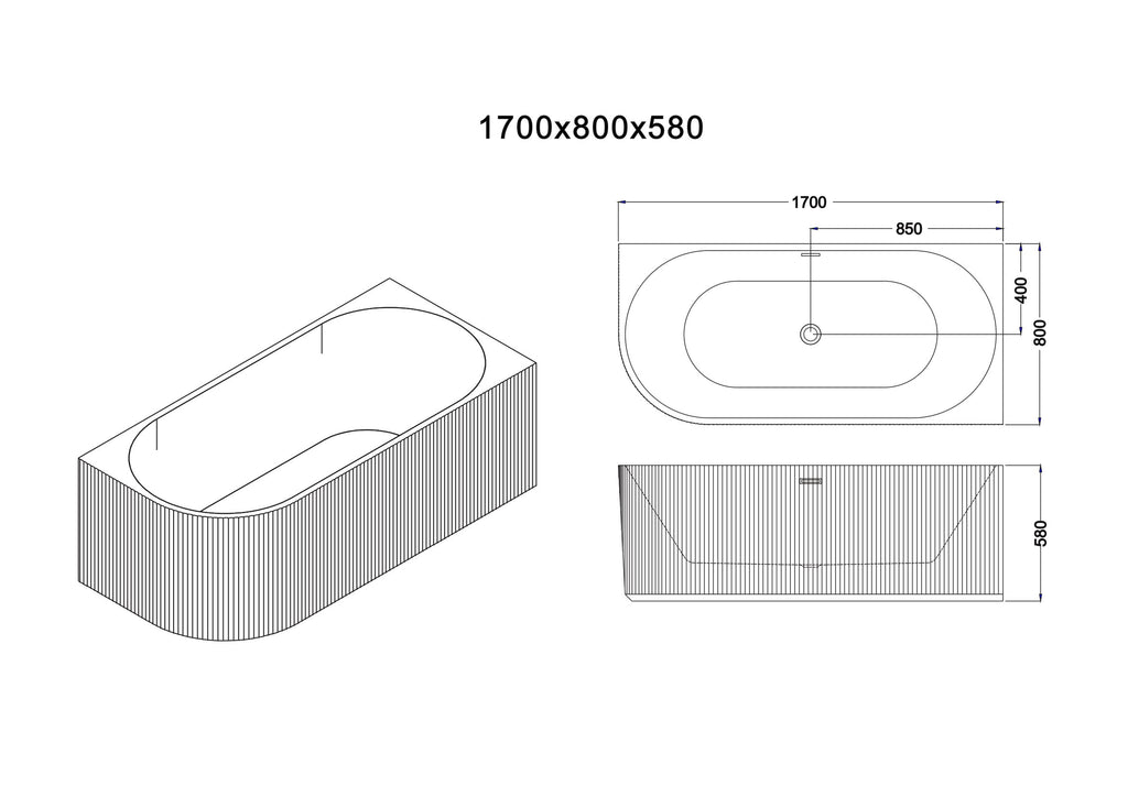 Rosely V Groove Right Hand Corner Bathtub Matt White