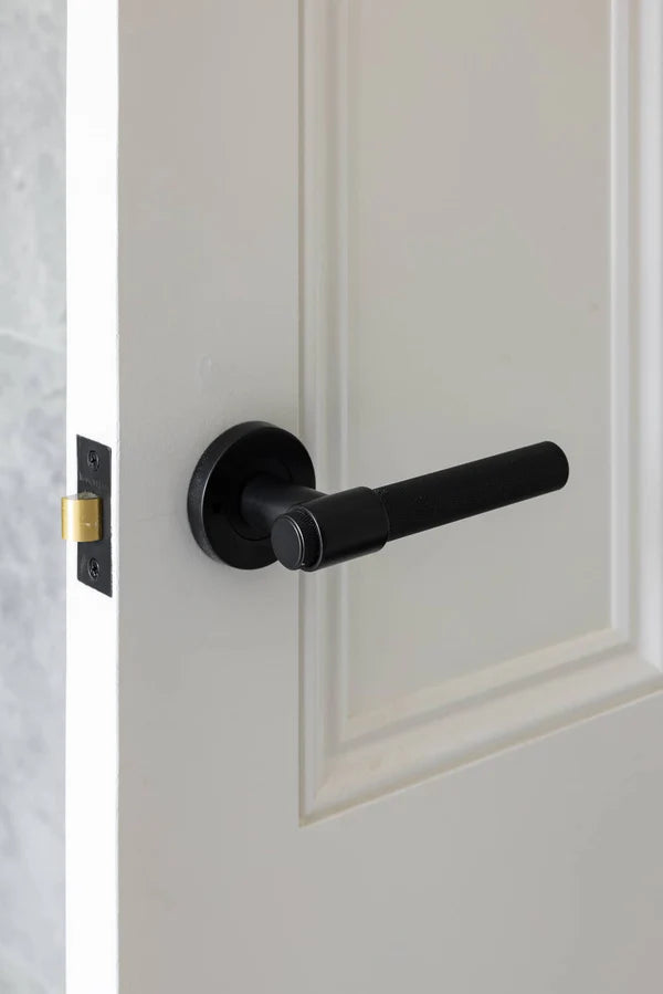 Manovella Knurled Passage Door Handle - Rosedale - Matte Black