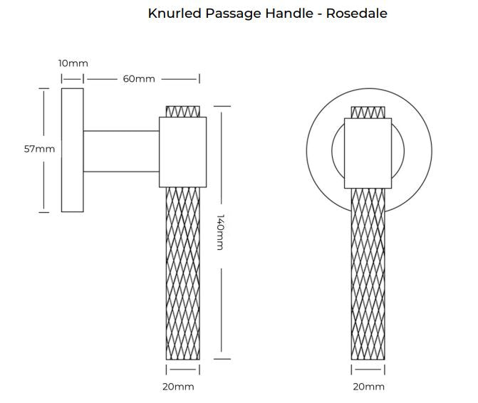 Manovella Knurled Passage Door Handle - Rosedale - Matte Black